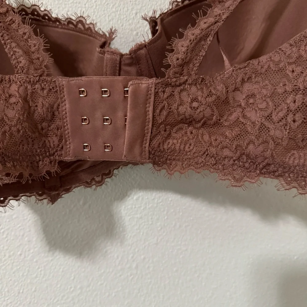 Aerie Real Power Balconette Lightly Lined Eyelash Lace Bra Mauve 2022 NWT-32D